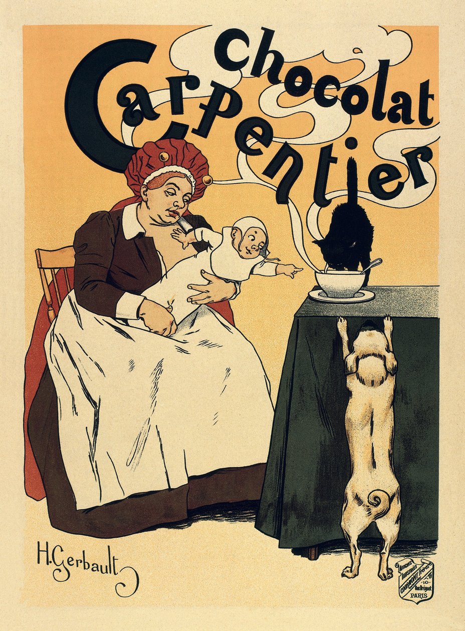 Reklama na čokoládový nápoj Carpentier, cca 1900 (plakát) od Henri Gerbault