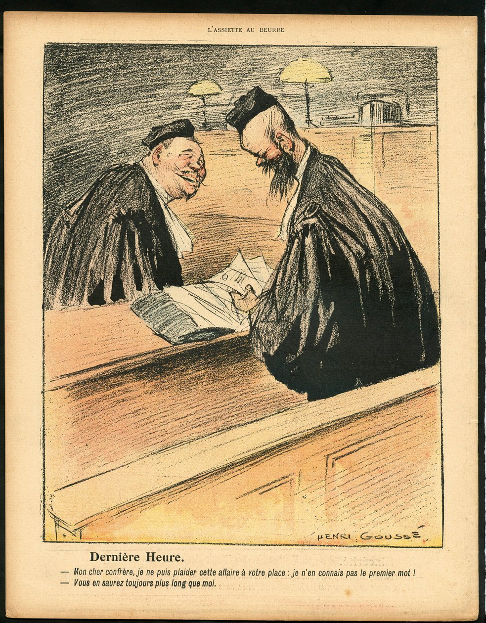 Talíř s máslem, satirický v barvě od Henri Gousse