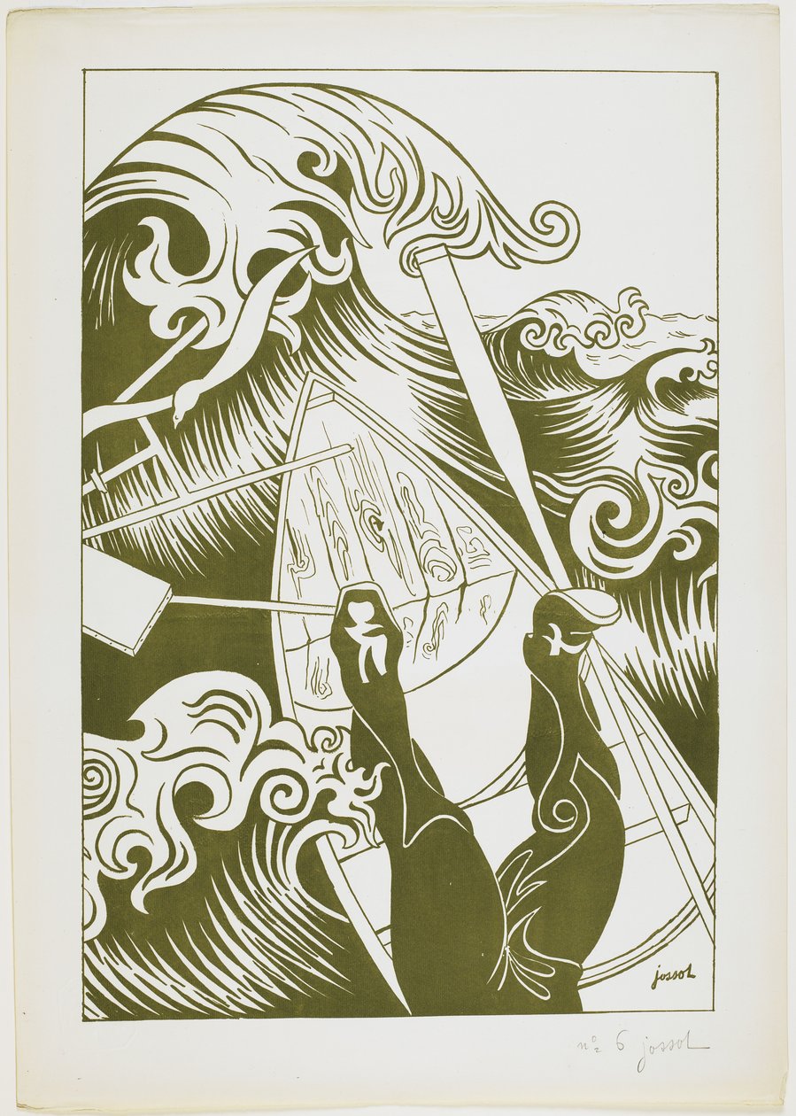La Vague (Vlna) 1894 (litografie olivově zeleným inkoustem) od Henri Gustave Jossot