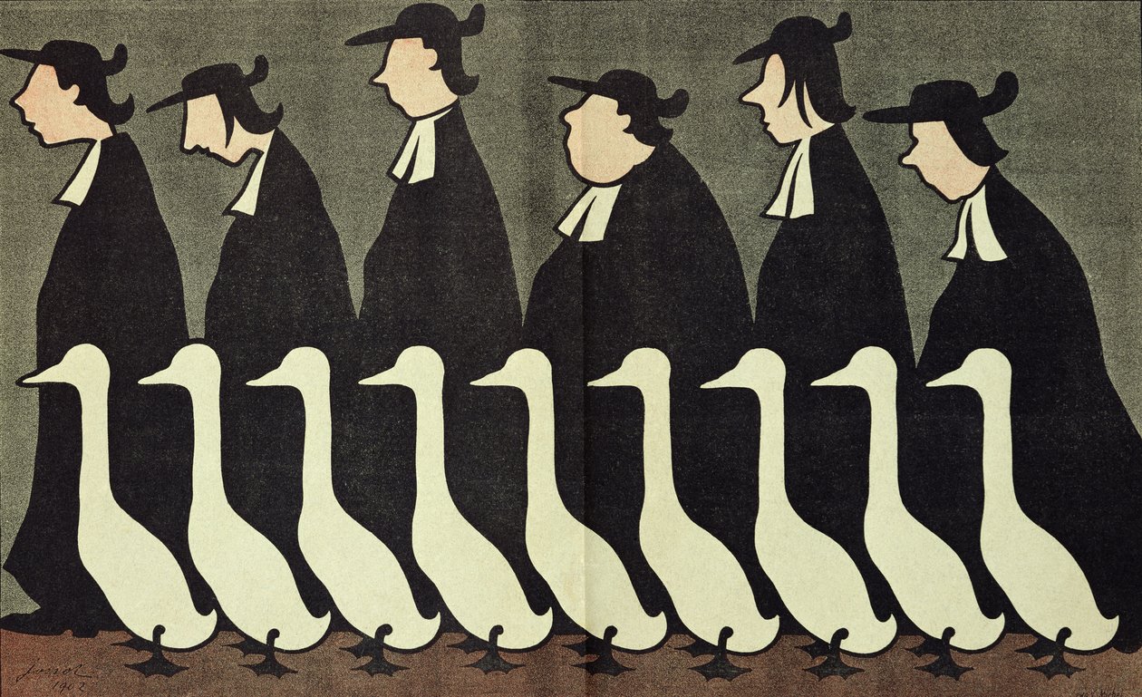 Husy, antiklerikální karikatura z knihy "L