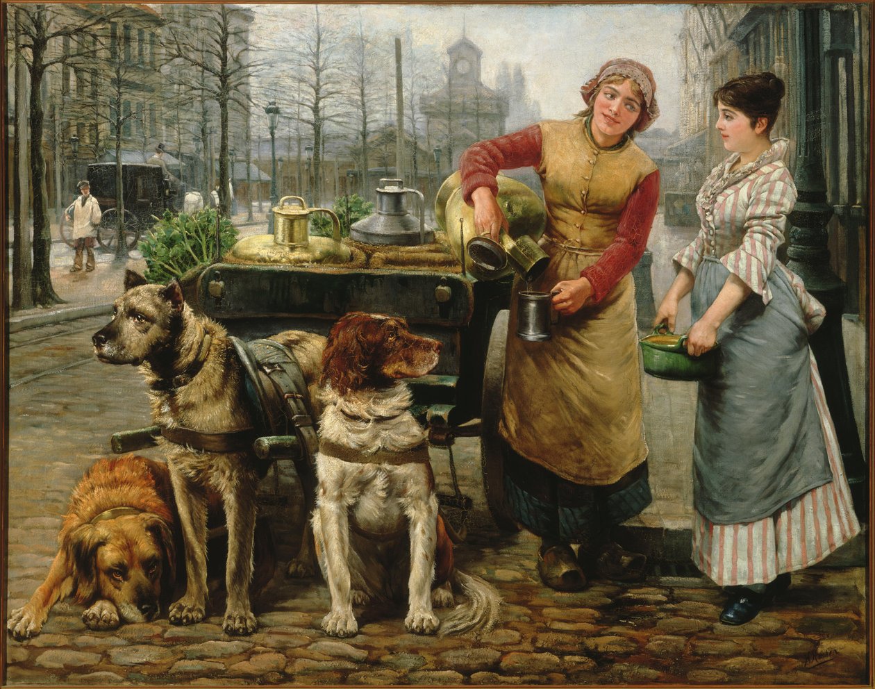 Dojička se psím vozíkem na De Keyserlei v Antverpách , c. 1890. od Henri Houben