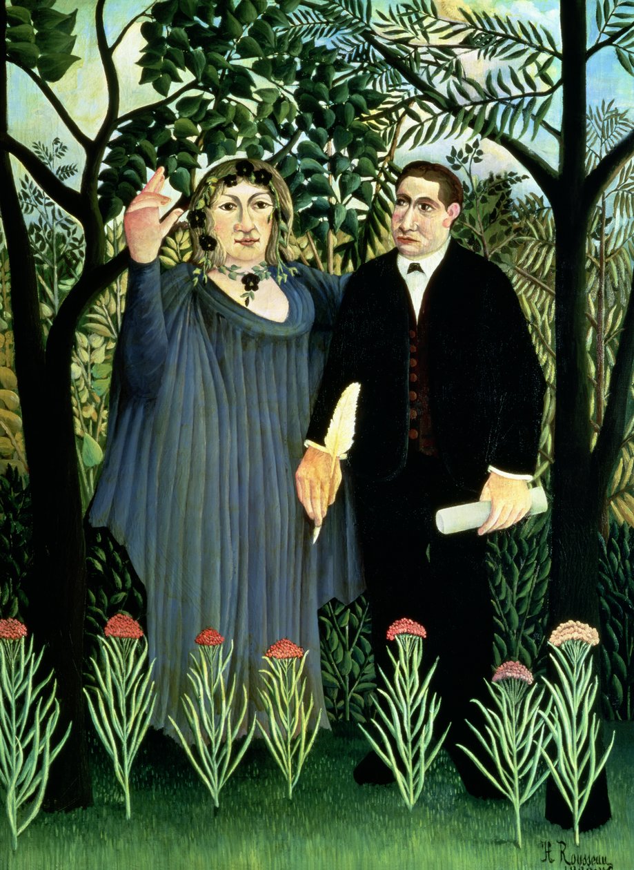 Múza inspirující básníka od Henri J.F. Rousseau