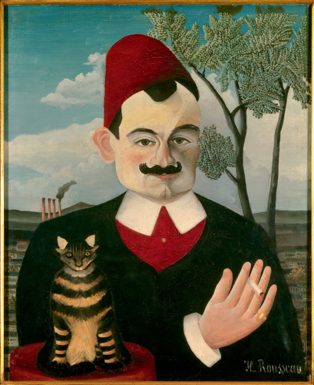 Portrét Pierra Lotiho Obraz Henriho Rousseaua dit le Douanier Rousseau (1844-1910), cca 1891, Slunce 62x50 Curych, Kunsthaus - Portrét Pierra Lotiho (1850-1923) - Obraz Henriho J. F. Rousseaua, zvaný Rouss Le Douanier4 (Rouss Le Douanier4 1910), olej na pl od Henri J.F. Rousseau