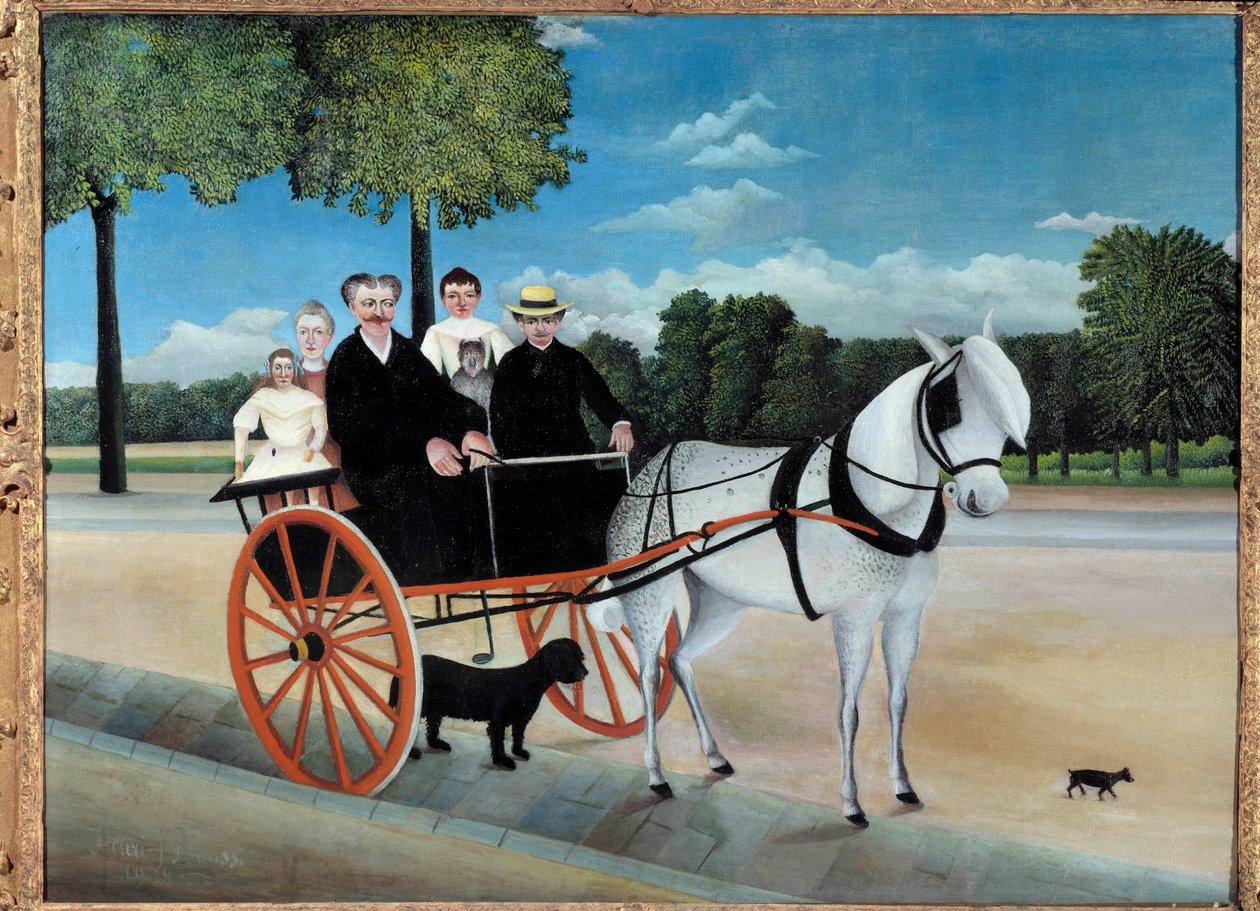 Obraz Carriole of Father Junier od Henriho Rousseaua s názvem Customs Rousseau (1844-1910) 1908 Sun. 1,29x0,97 m Paříž, Musee de l