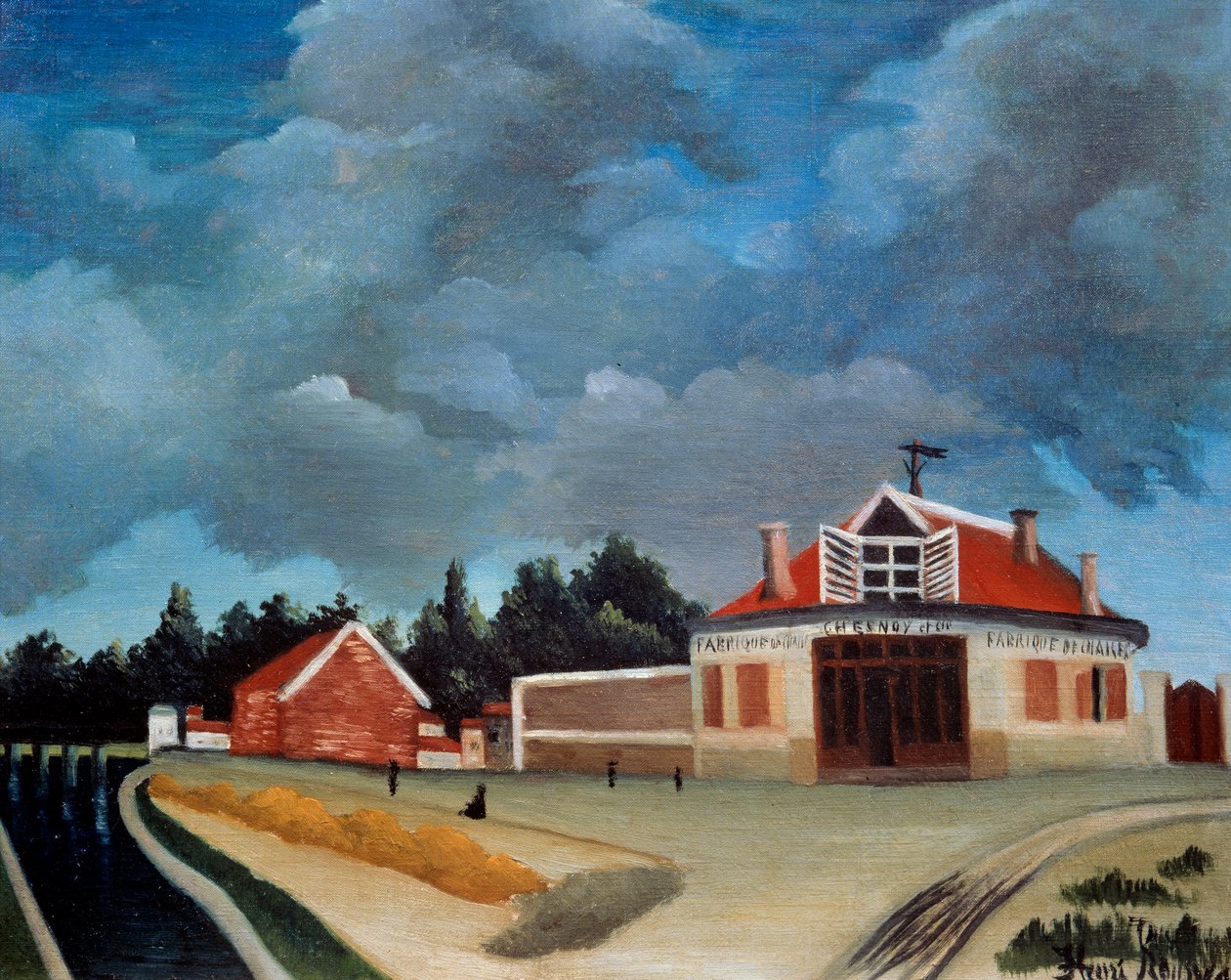 Továrna na židle Obraz Henri Rousseau dit le Douanier Rousseau (1844-1910) 20. století Sun. 0,46x0,38 m Paříž, Muzeum Orangerie od Henri J.F. Rousseau