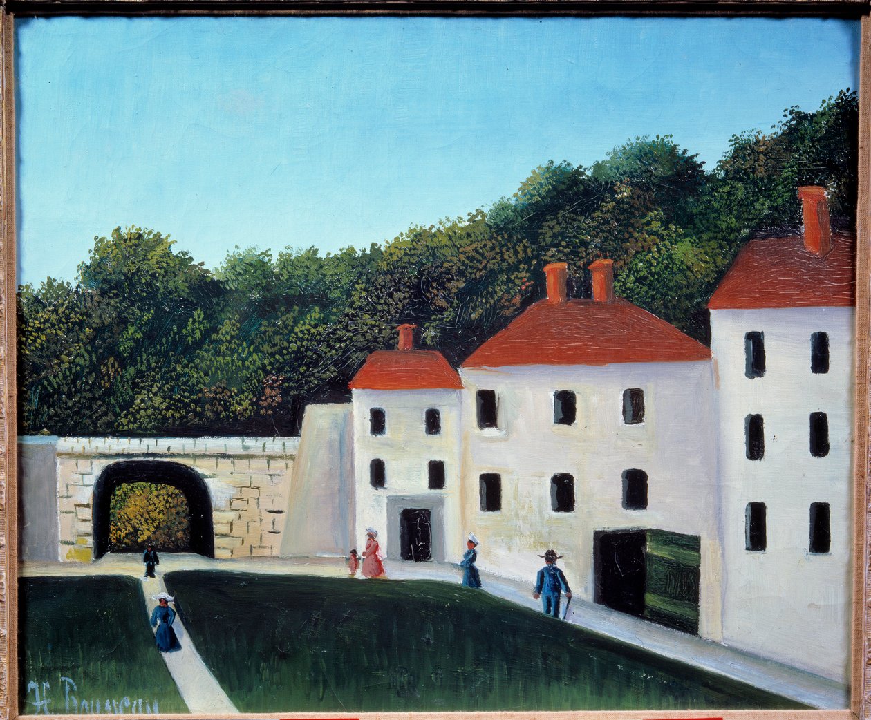 Chodci v parku Obraz Henriho Rousseaua dit le Douanier Rousseau (1844-1910) Slunce 20. století. 0,46x0,55 m Paříž, Musee de l