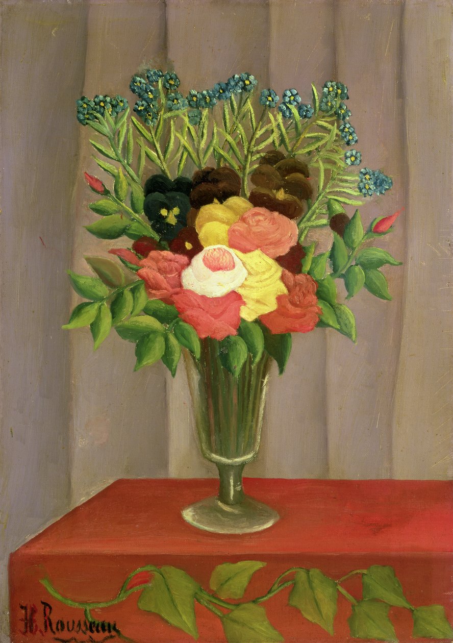Květiny s levandulovým pozadím od Henri J.F. 1844 1910 Rousseau