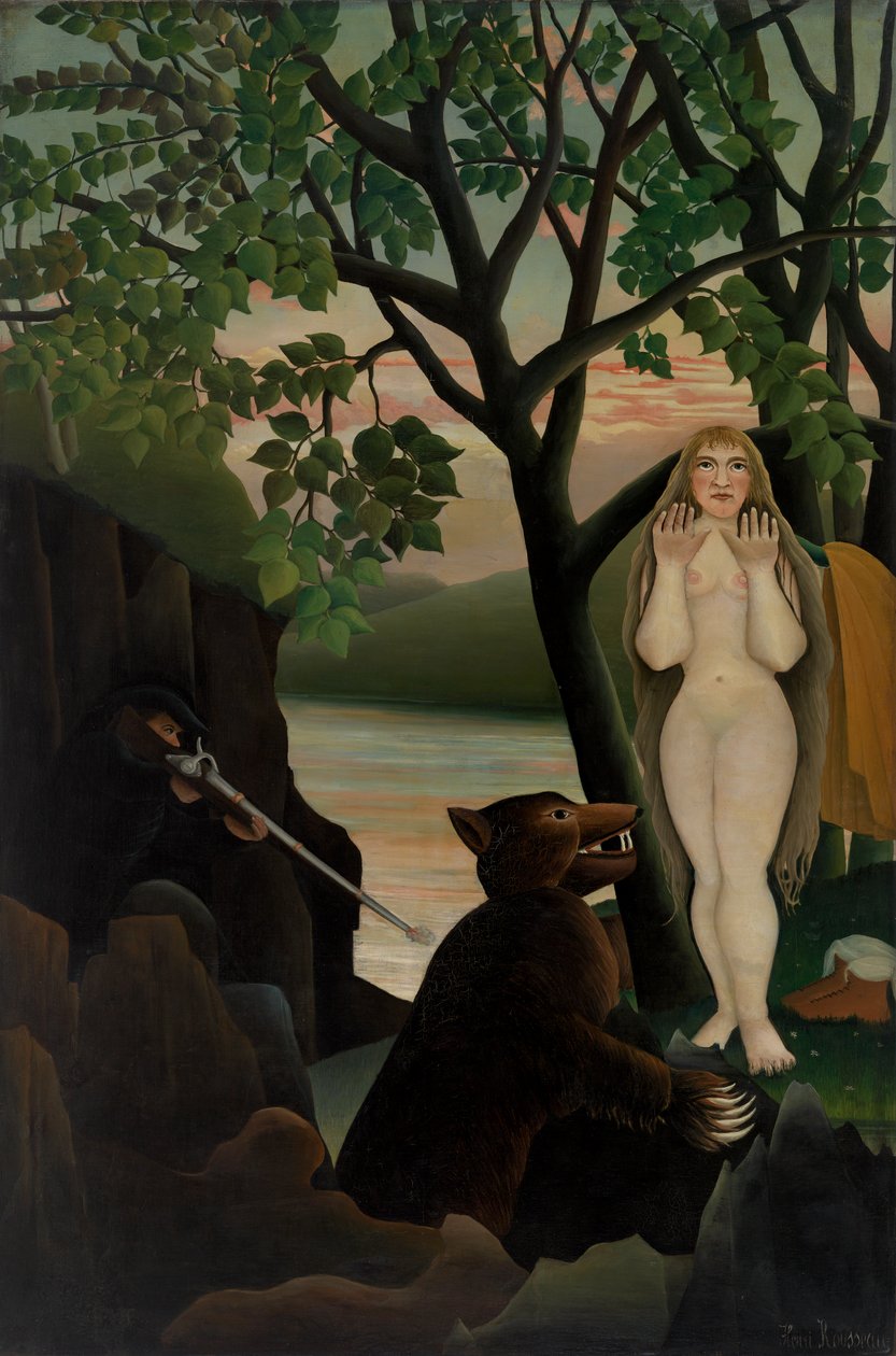 Akt a medvěd, 1901 od Henri J.F. 1844 1910 Rousseau