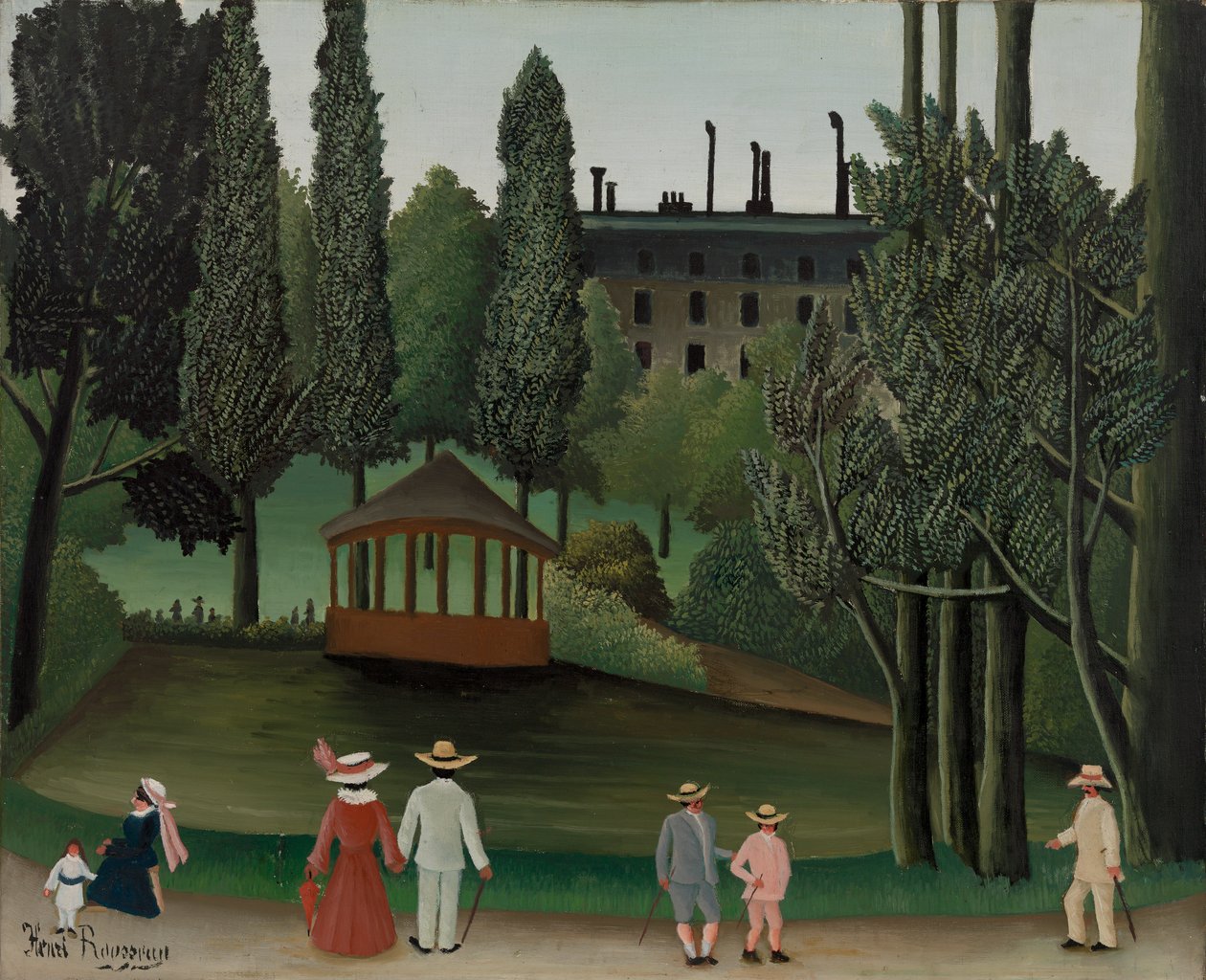 Pohled na park Montsouris, Kiosk, pravděpodobně 1908-1910 od Henri J.F. 1844 1910 Rousseau