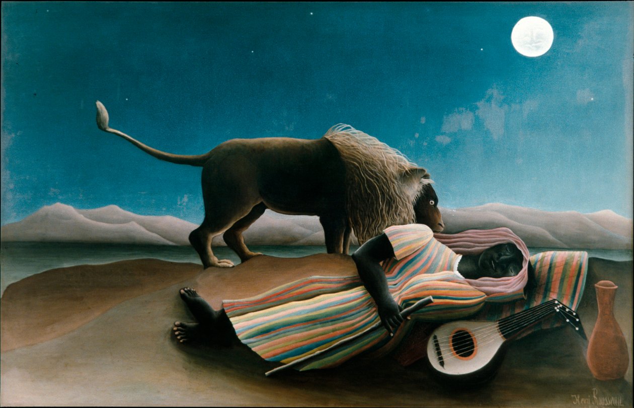 Spící cikánský obraz od Henryho Rousseaua podle Douane Rousseaua od Henri J.F. Rousseau