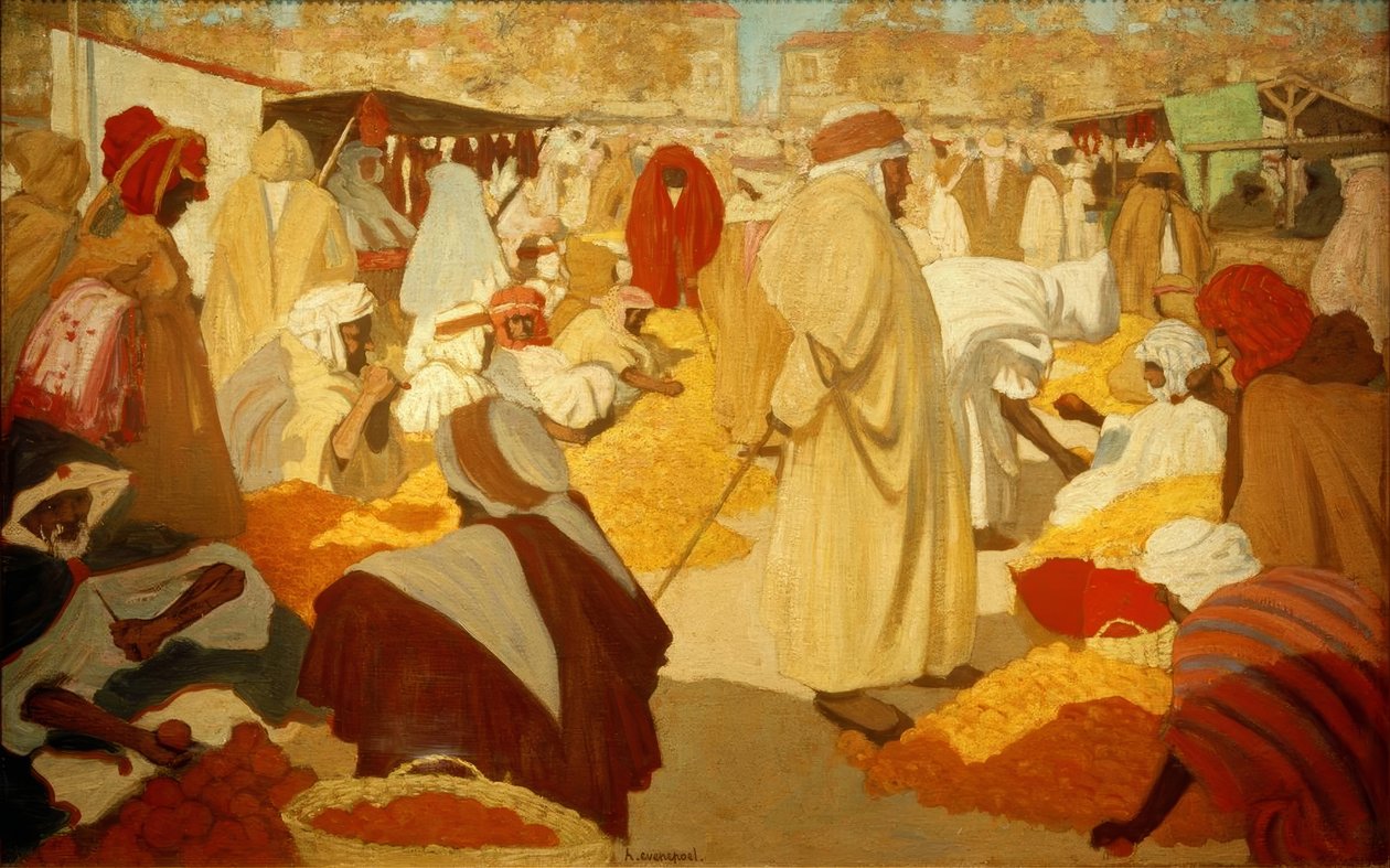 H. Evenepoel, Orangenmarkt v Blidah od Henri Jacques Edouard Evenepoel