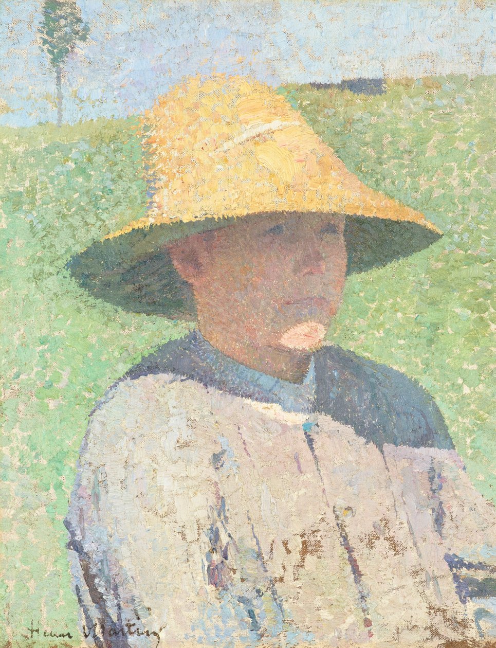 Portrét mladého chlapce ve slaměném klobouku 1890 (olej na plátně) od Henri Jean Guillaume Martin