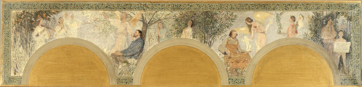 Skica jižního vstupního salonu pařížského Hôtel de Ville: hudba - sochařství od Henri Jean Guillaume Martin