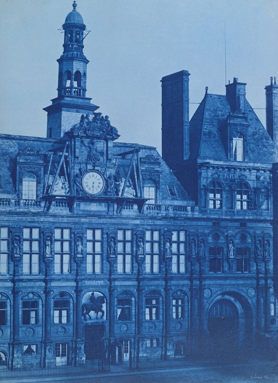 Hotel de Ville v Paříži, 1853 (kyanotypie) od Henri Jean Louis Le Secq