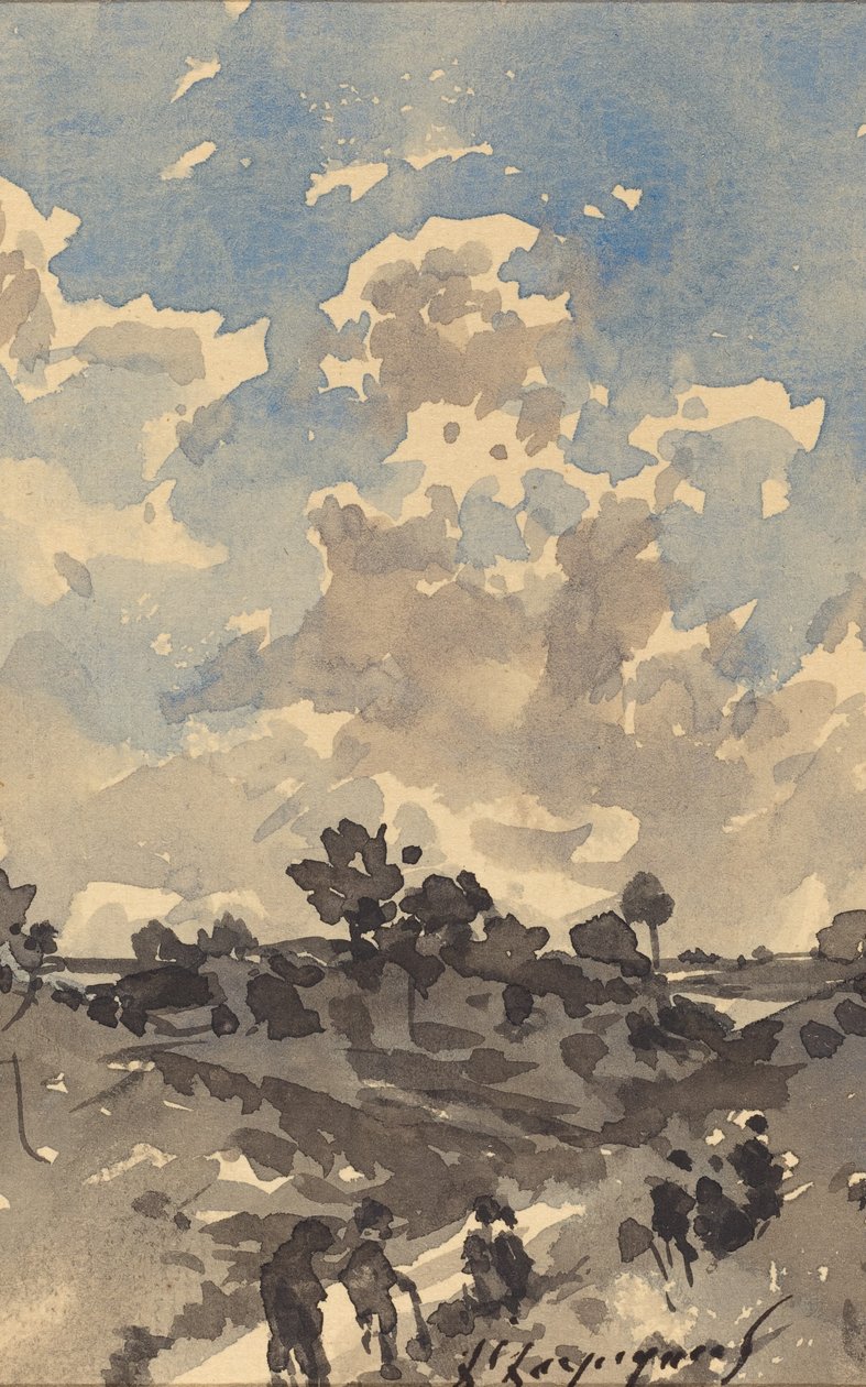 Krajina s postavami kráčejícími po cestě od Henri Joseph Harpignies