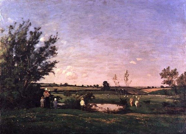 Okolí St. Pierre, Yonne (olej na plátně) od Henri Joseph Harpignies