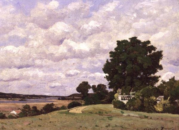 Krajina s řekou ze zahrady v Chateau de Beauvoir od Henri Joseph Harpignies