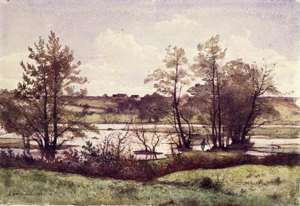 No.0849 The Far Flood, poblíž St. Prive od Henri Joseph Harpignies
