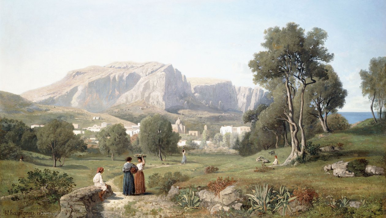 Pohled na ostrov Capri v Neapolském zálivu, 1853 od Henri Joseph Harpignies