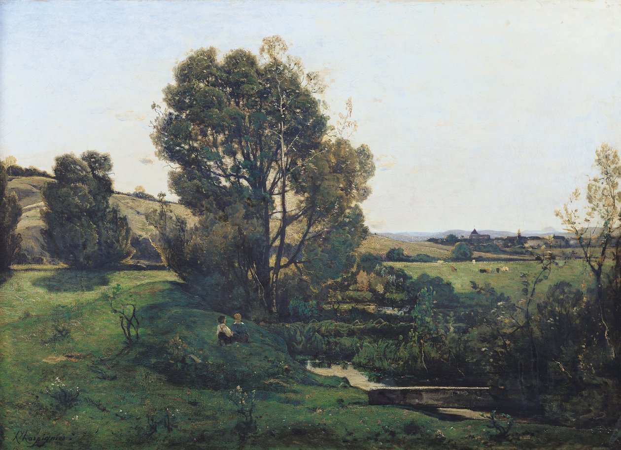 Pohled z Moncel-sur-Seine, c.1868 od Henri Joseph Harpignies