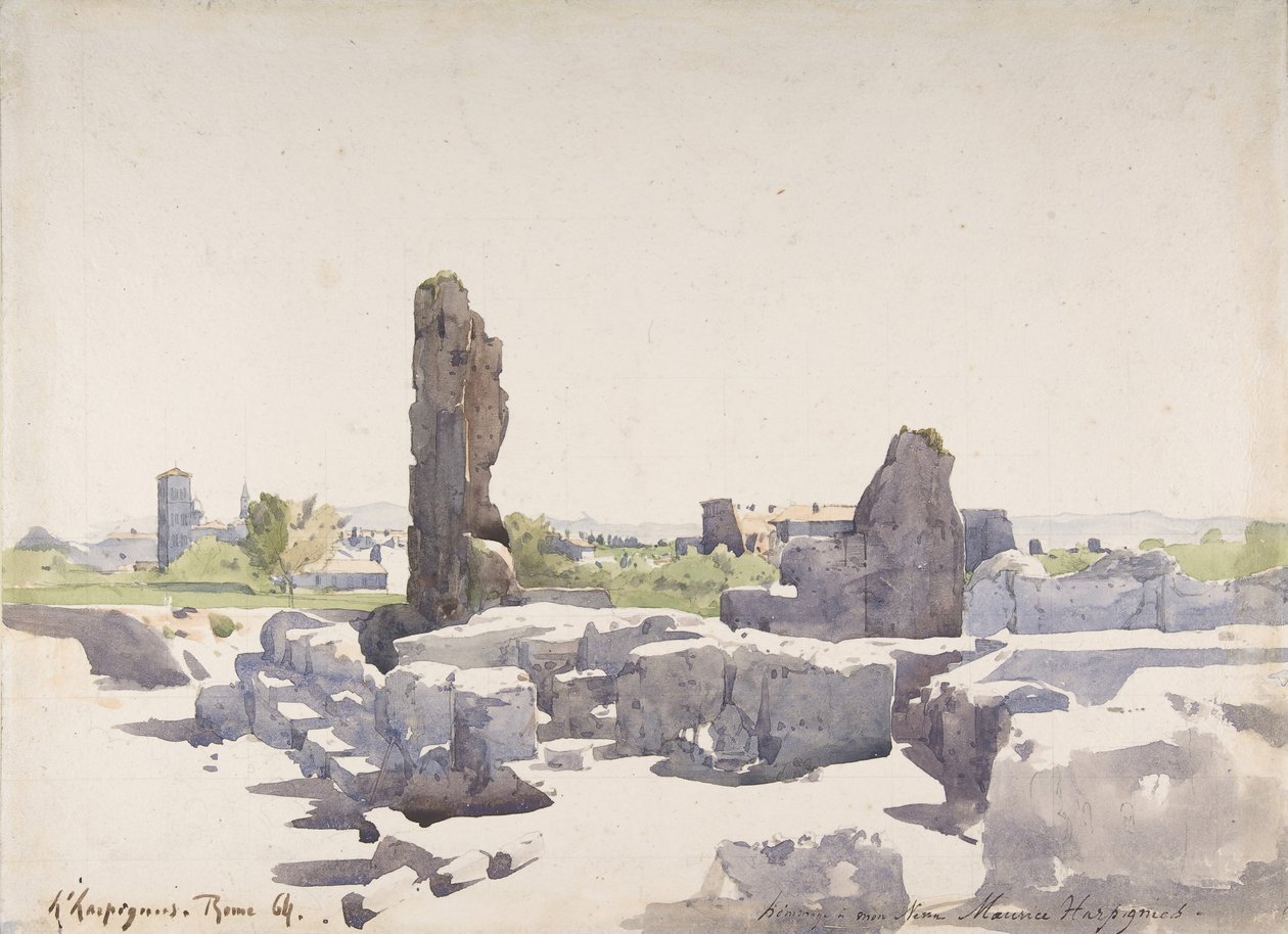 Pohled na Koloseum z baziliky Domitian a Flavian Palace, Řím, 1864. od Henri Joseph Harpignies