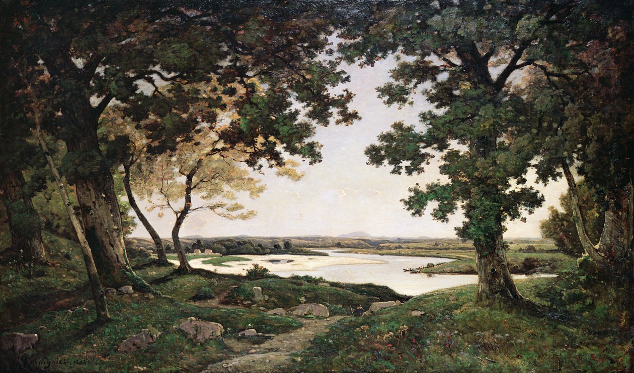 Zalesněná krajina s písečnou řekou, 1882 od Henri Joseph Harpignies