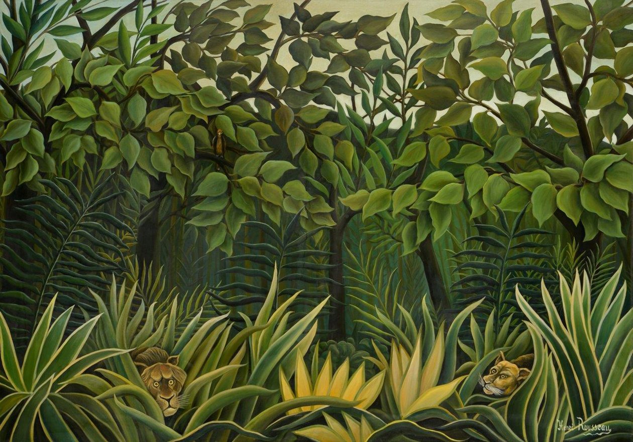 Dva lvi na vyhlídce v džungli, 1909-1910. od Henri Julien Félix Rousseau