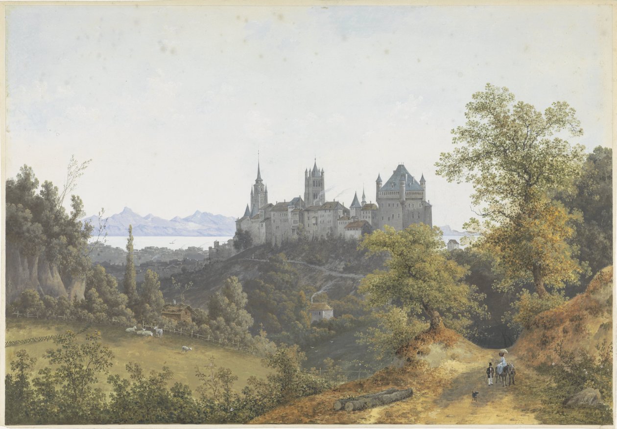 Pohled na Lausanne, s výhledem na hrad a katedrálu od Henri Knip