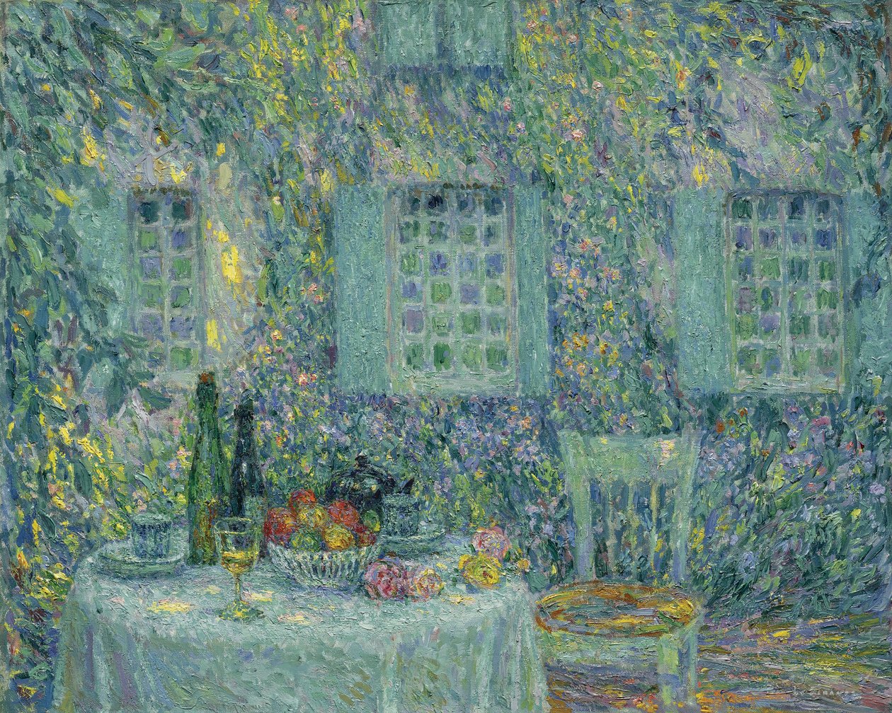 Stůl. Slunce na listech, Gerberoy, 1917 od Henri Le Sidaner