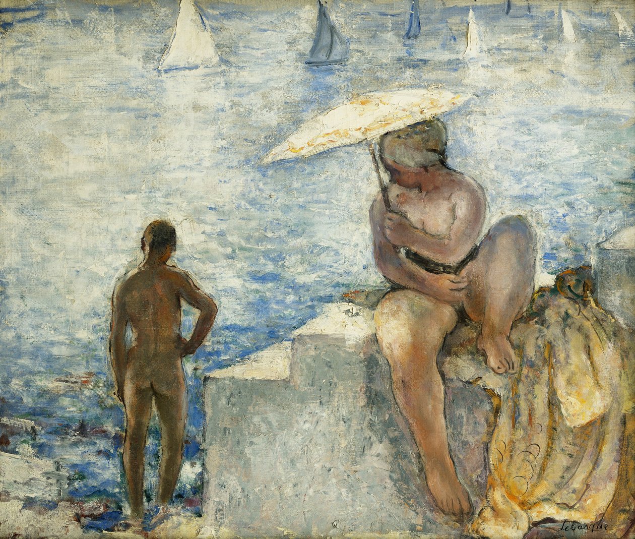 Mladý plavec se slunečníkem; Mladý koupající se slunečníkem, c. 1925-1930 od Henri Lebasque