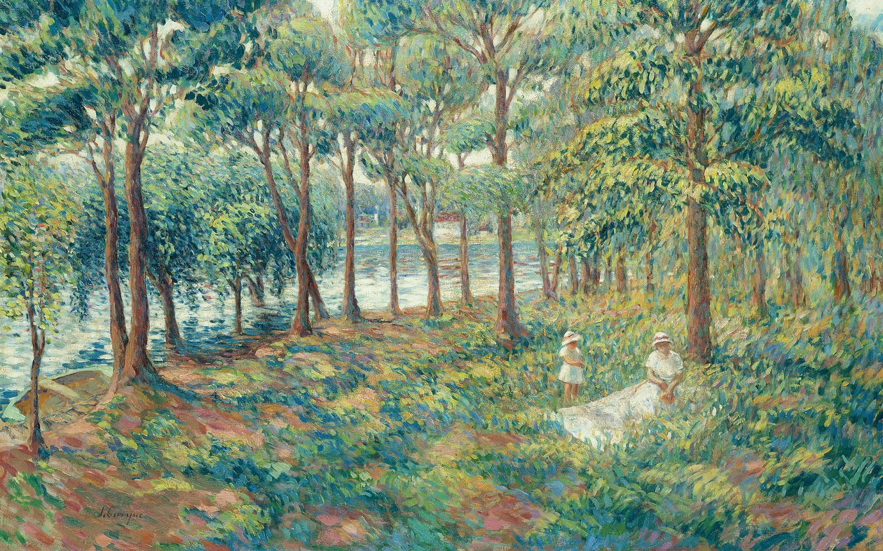 Madame Lebasque a její syn na břehu Marny, 1899 od Henri Lebasque