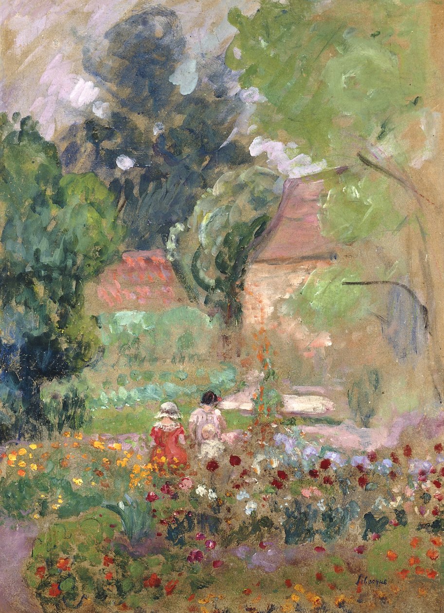 Marthe, Nono a Pierre v zahradě, od Henri Lebasque