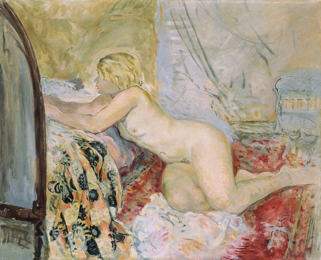 Nahá ležící na posteli, od Henri Lebasque