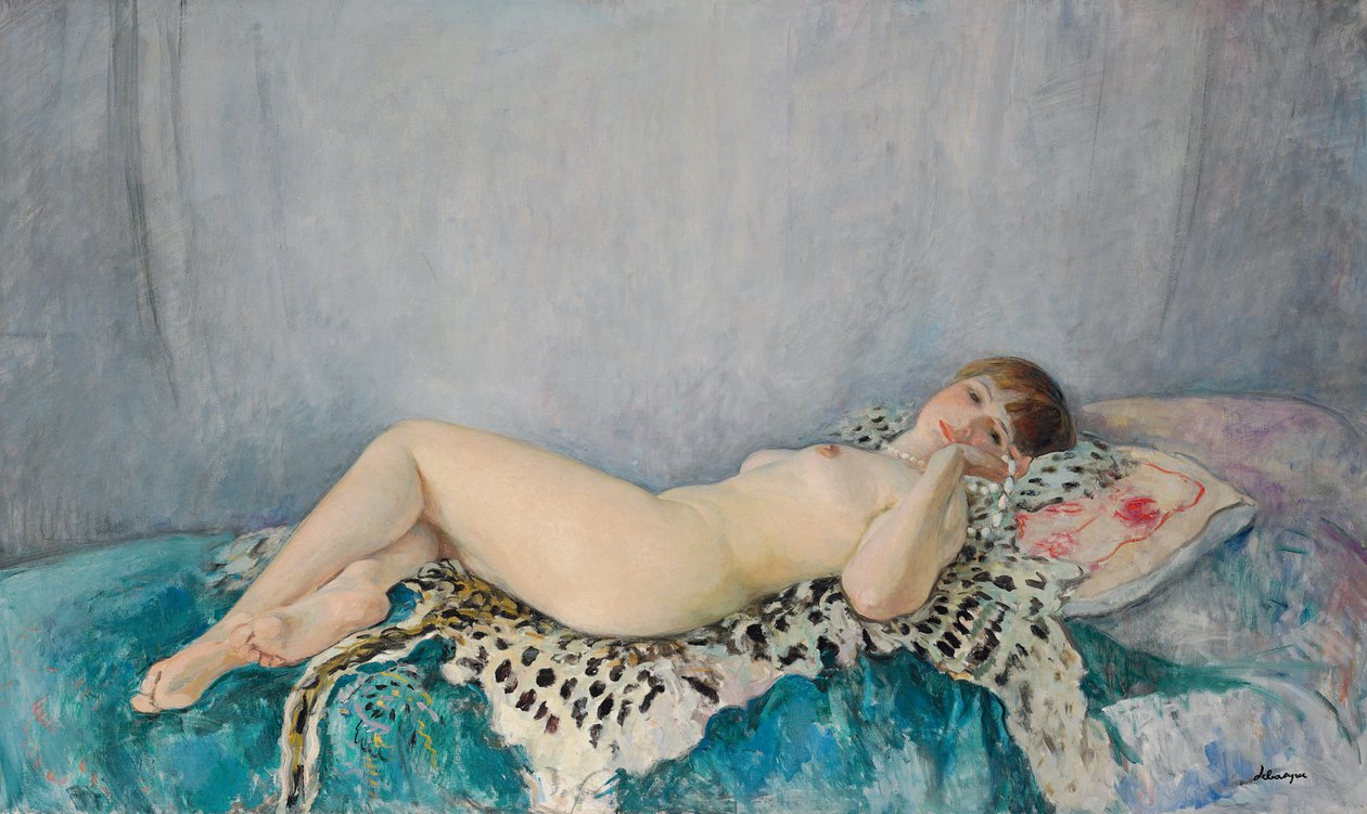 Akt na leopardí kůži, Le Cannet, 1926 od Henri Lebasque