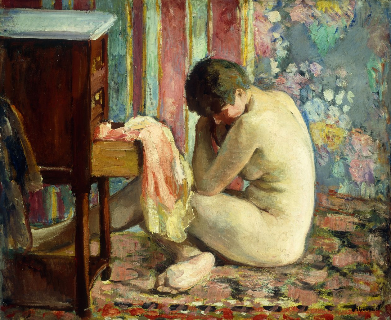 Nahá s růžovou košilí; Nu a la Chemise Rose, 1926 od Henri Lebasque