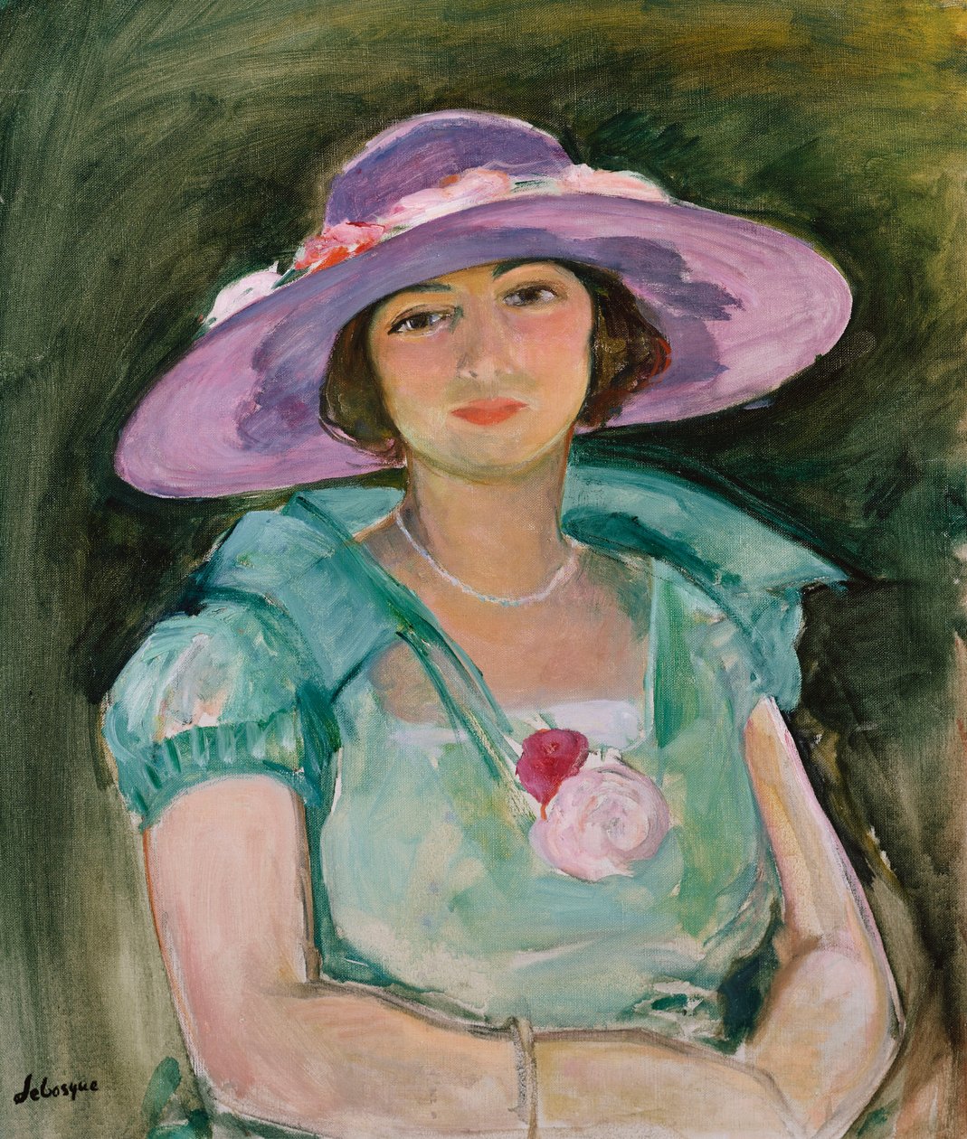 Portrét Marthe Lebasque ve fialovém klobouku, 1925-26 od Henri Lebasque