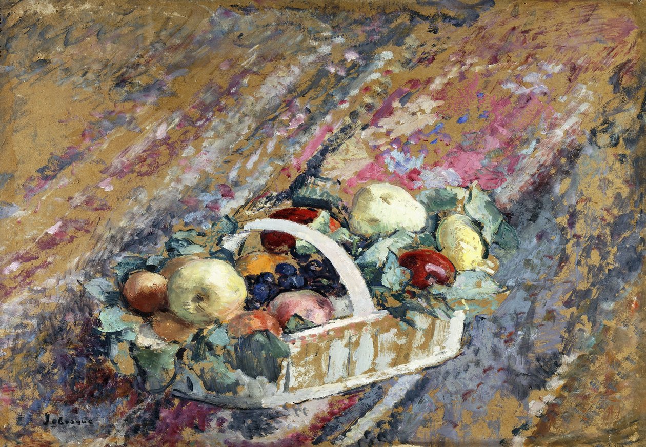 Zátiší s košíkem ovoce; Nature Morte au Panier de Fruits, od Henri Lebasque