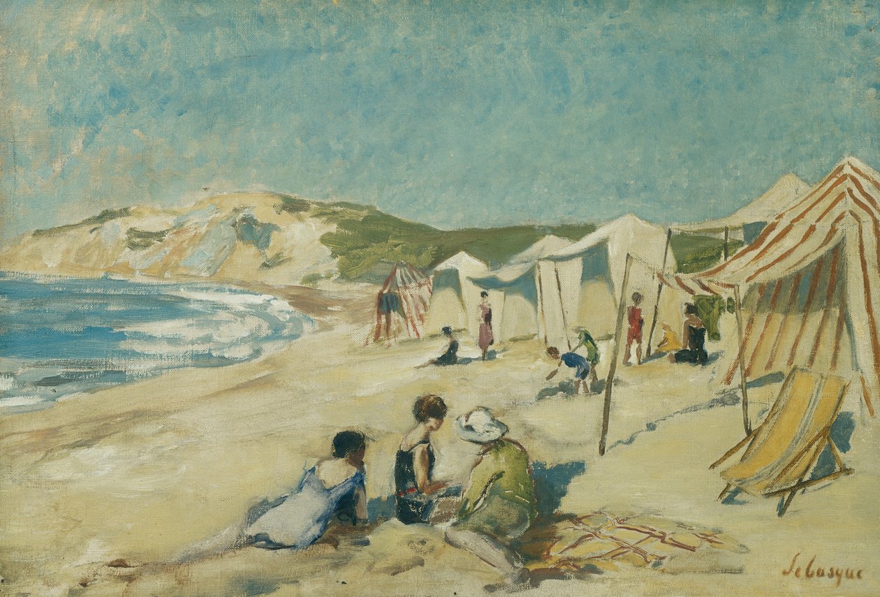 Pláž v Pointe St. Gildas; Pláž v Pointe St Gildas, kolem roku 1920 od Henri Lebasque