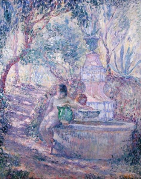 Fontána v St. Tropez, kolem roku 1895 (olej na plátně) od Henri Lebasque