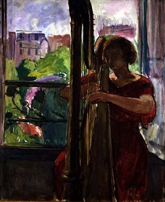 Harfista (olej na plátně) od Henri Lebasque