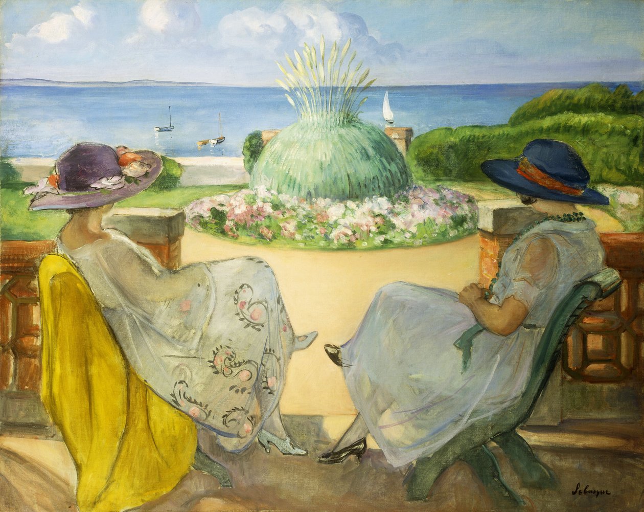 Dvě mladé ženy na terase u moře; Dvě mladé dívky na terase s výhledem na moře, 1922 od Henri Lebasque
