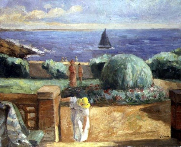 Žena na terase v Prefailles od Henri Lebasque