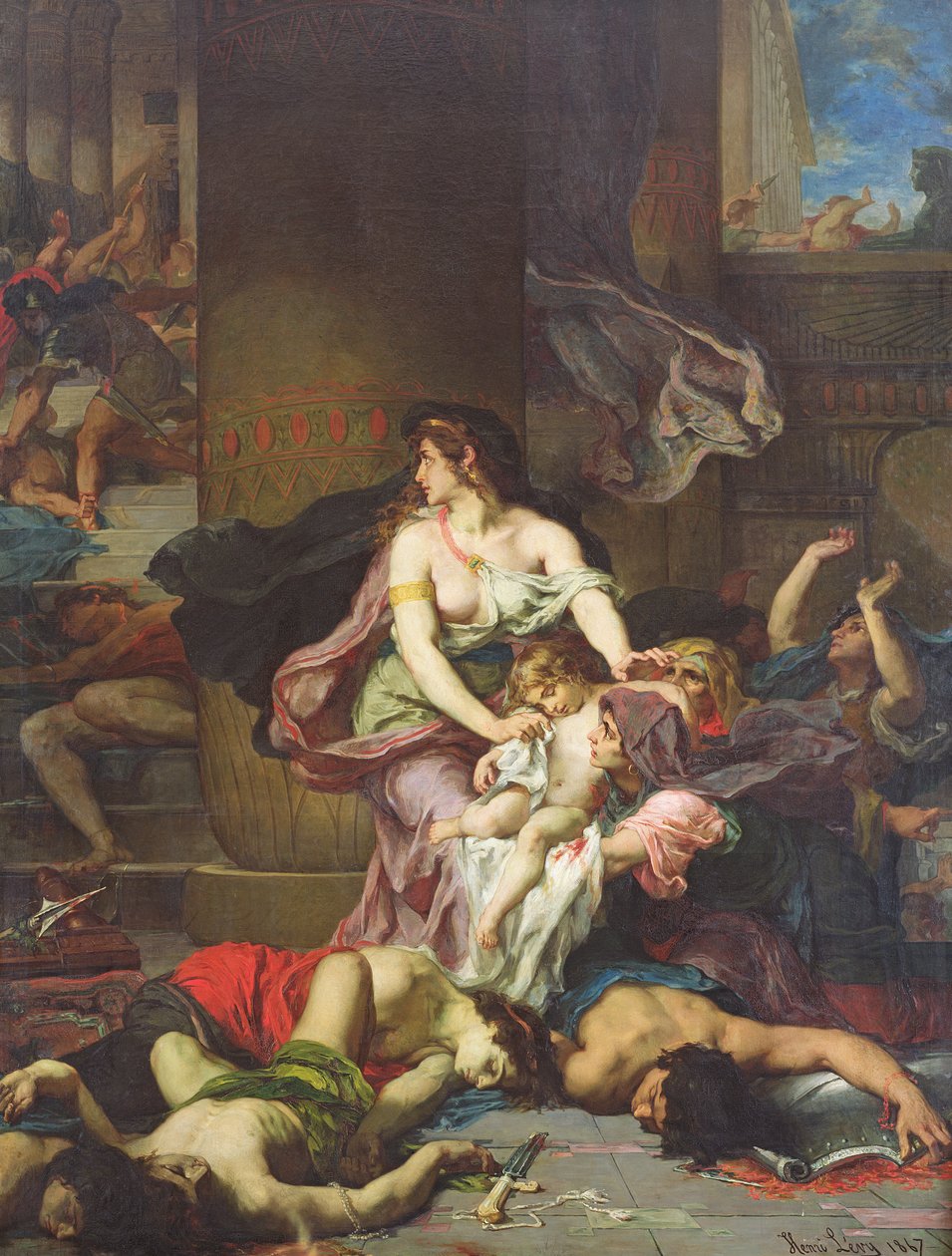 Joash zachráněn před masakrem královské rodiny, 1867 od Henri Leopold Levy