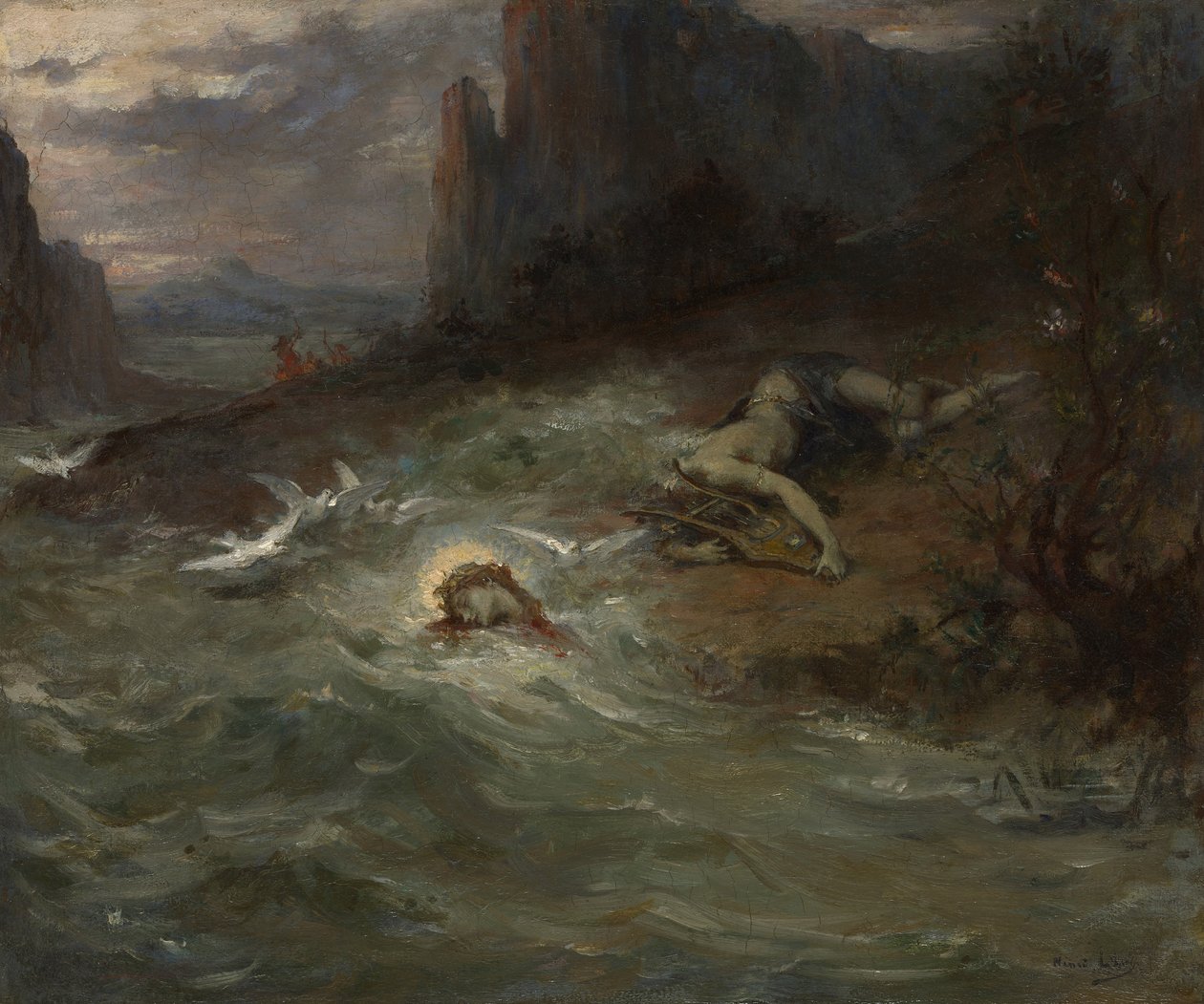 Smrt Orfea, kolem roku 1870 (olej na plátně) od Henri Leopold Levy