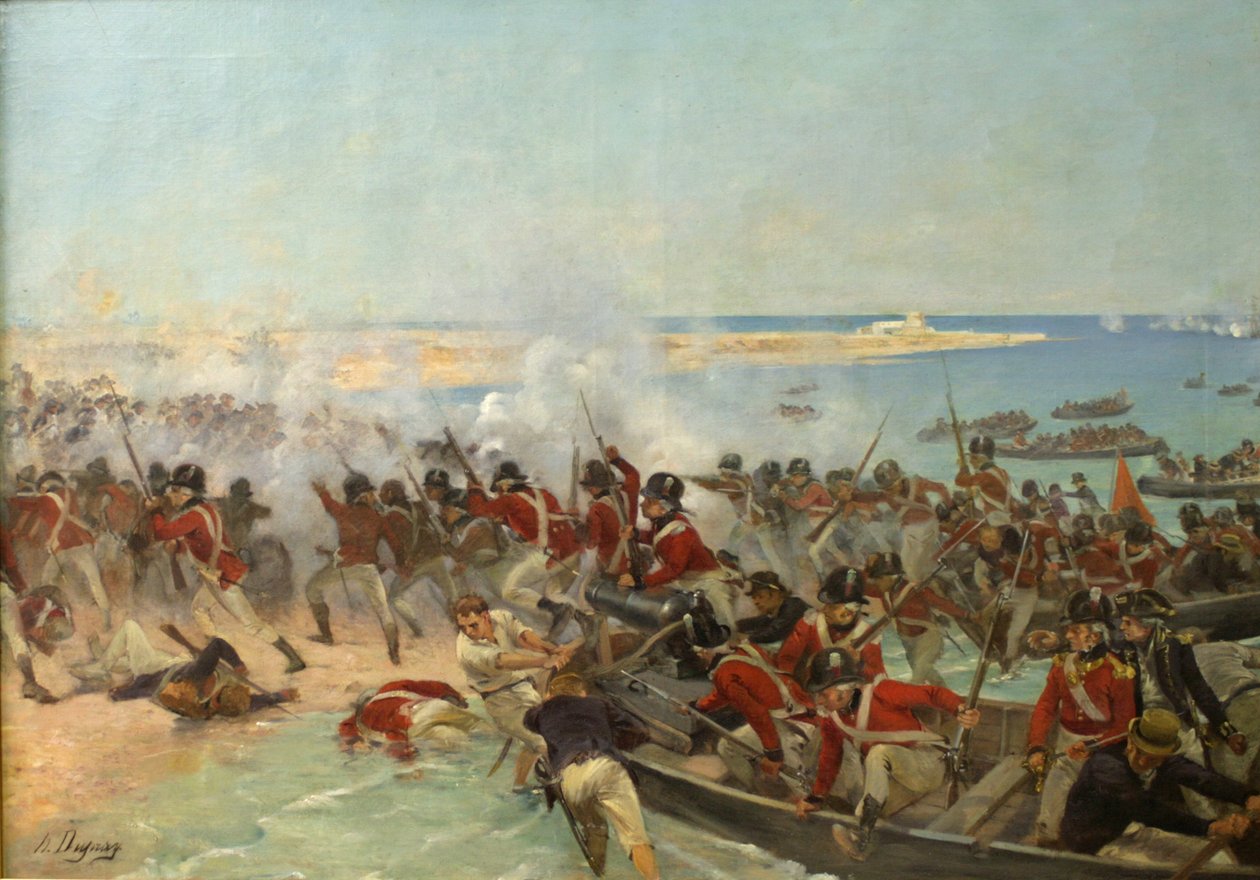 Marines vylodění v Aboukir, Egypt, 8. března 1801 od Henri Louis Dupray