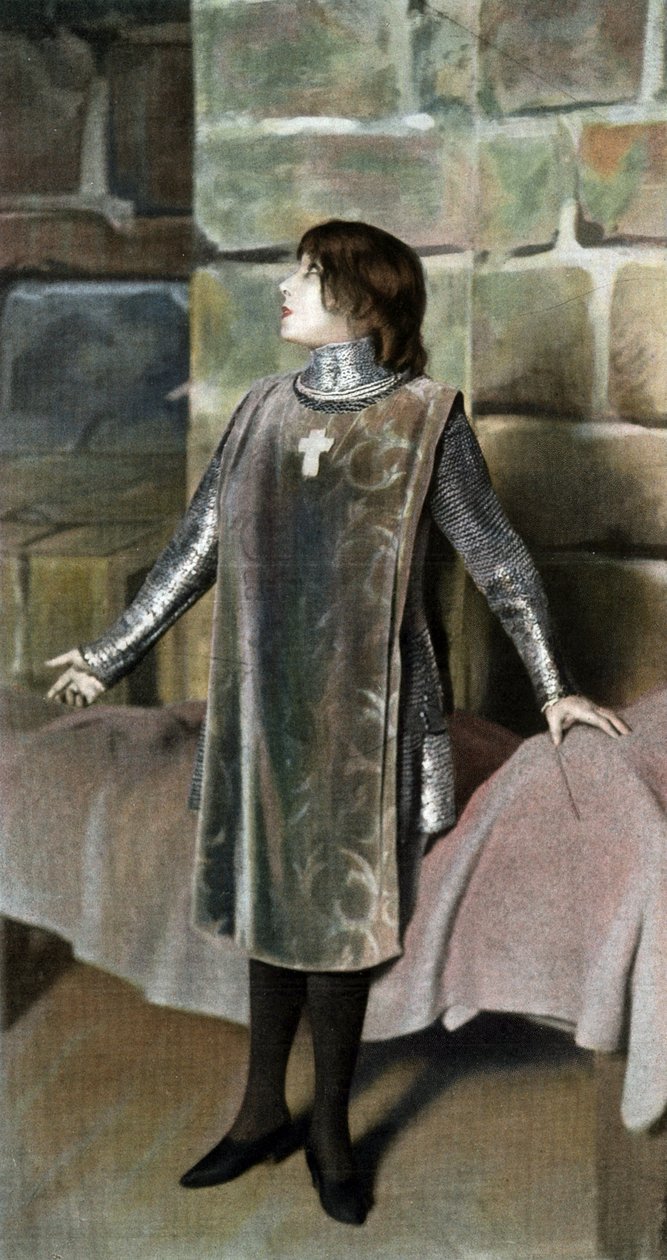 Sarah Bernhardt jako Johanka z Arku ve hře "Le proces de Jeanne d