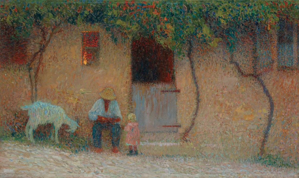 Rolník mimo svůj domov v Labastide-du-Vert; Rolník před svým domem v Labastide-du-Vert, kolem roku 1910 od Henri Martin
