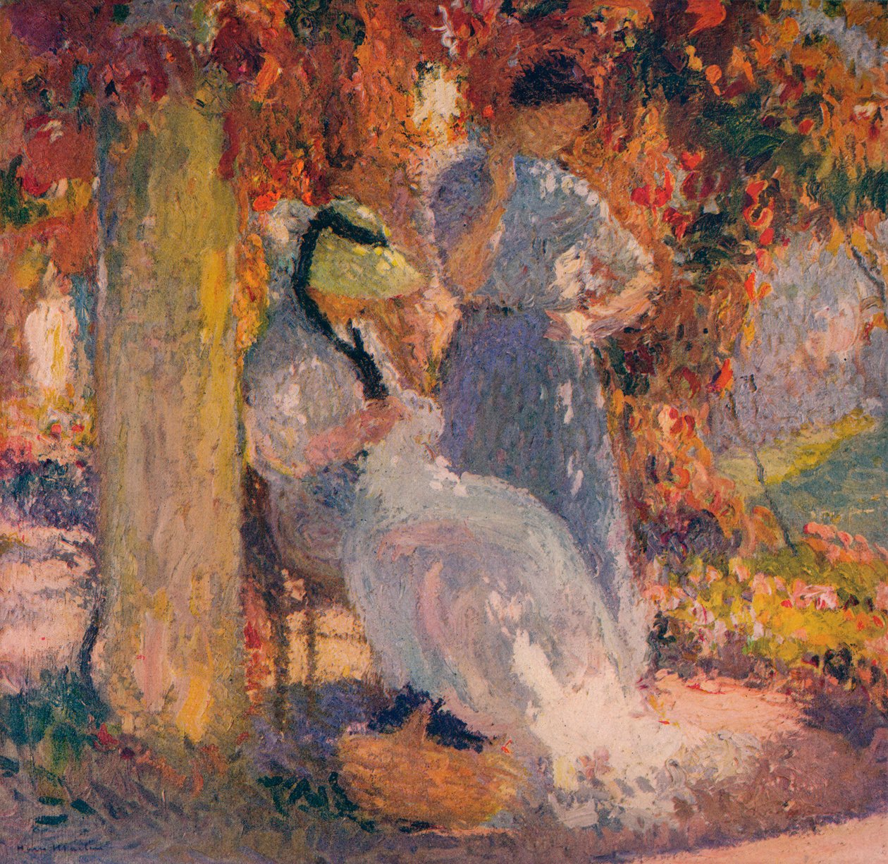 Scéna šití pod pergolou v Marquayrol, 1902, c1932 od Henri Martin