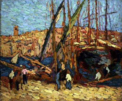 Studie pro Marseille, kolem roku 1917 (olej na panelu) od Henri Martin
