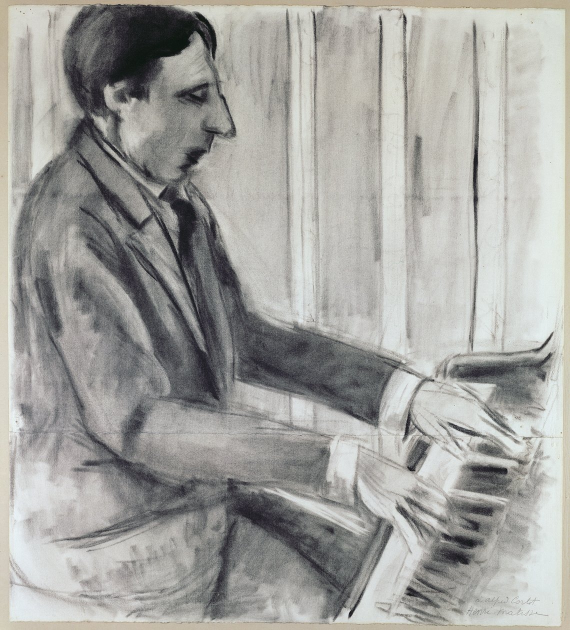 Alfred Cortot (pero, tuš a akvarel) od Henri Matisse